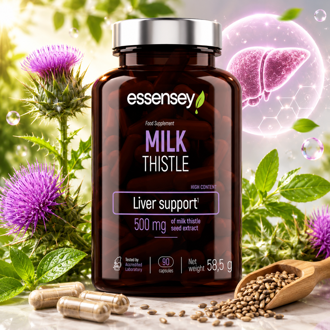 Essensey MILK THISTLE 500mg 90 Caps.